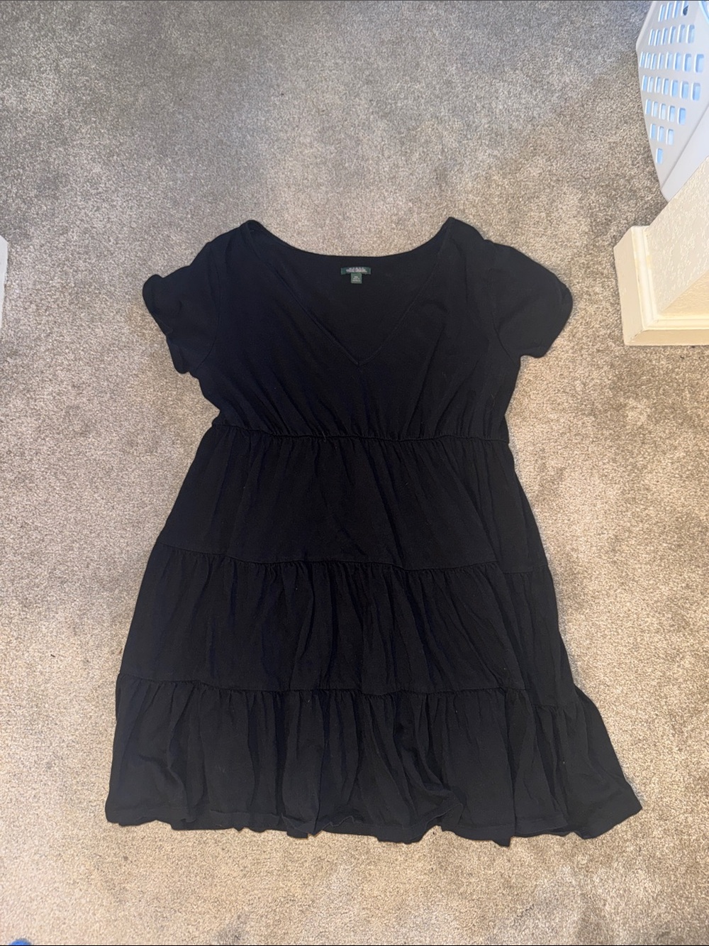 wild fable Black Scoop-Neck Tiered Midi Dress